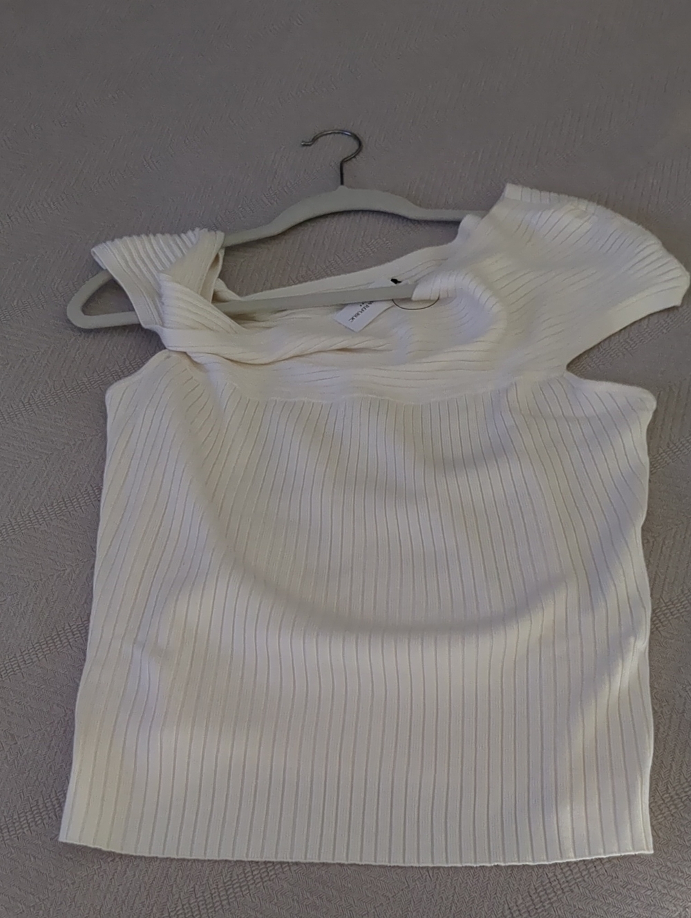 Banana Republic One-Shoulder Ribbed Knit Top in Cream/Off White